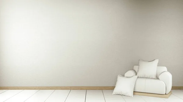 Moderne Zen Stue Interiør Hvid Sofa Indretning Japansk Stil Værelse - Stock-foto