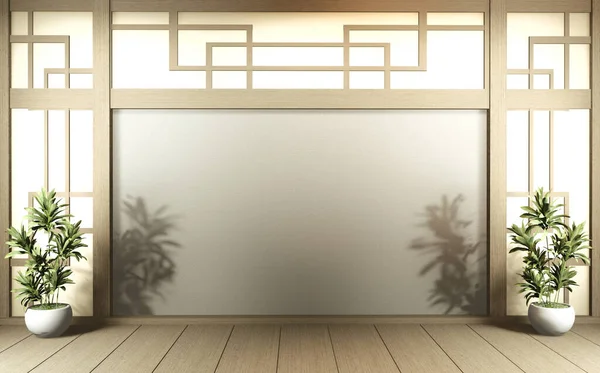 Szene Leeren Raum Mit Dekoration Und Tatami Mattenboden Rendering — Stockfoto