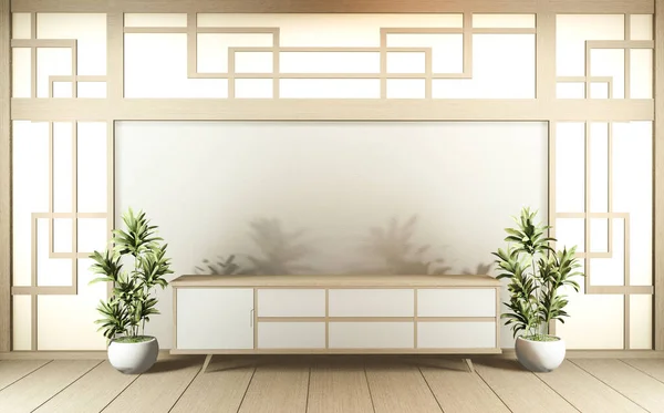 Armário Uma Sala Moderna Zen Branco Produtos Estilo Japonês Usado — Fotografia de Stock