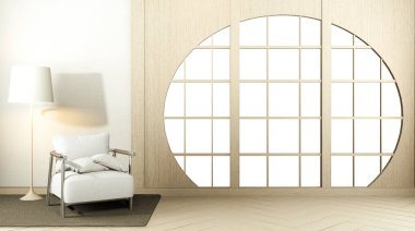 Interior mock up Japan Room Design Japanese-style and the white backdrop provides a window for editing. 3D rendering clipart