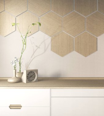 İç mekan posteri, masa başı televizyonunun ahşap şeklini alıyor. 3B görüntüleme