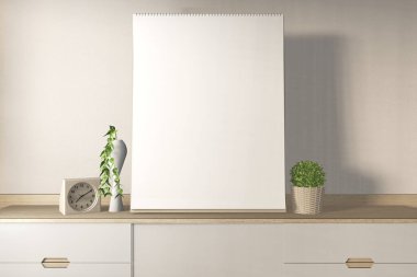 İç mekan posteri, masa başı televizyonunun ahşap şeklini alıyor. 3B görüntüleme