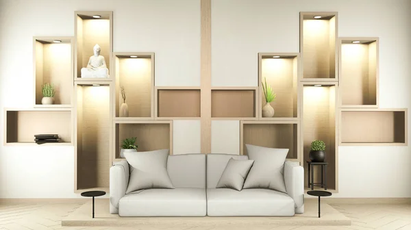 Shelf Wall Room Zen Style Ornamaion Wood Design Earth Tone — 스톡 사진