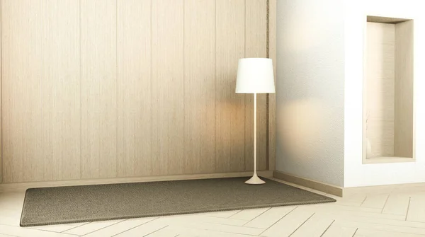 Japanese Empty room wood on wooden floor japanese interior design.3D rendering