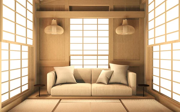 Εσωτερικό Mock Japan Room Design Ιαπωνικού Στυλ Και Λευκό Φόντο — Φωτογραφία Αρχείου