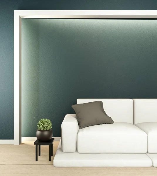 室内装潢模仿沙发和室内装潢的简约主义 3D渲染 — 图库照片