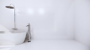 Zen tasarımı tuvalet fayansları duvar ve zemin - Japon tarzı. 3B görüntüleme