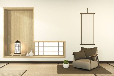 armchair on indoor empty room japan style. 3D rendering clipart