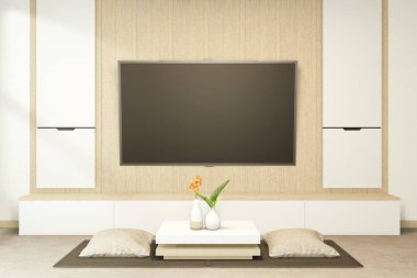 Kabin görevlisi ve alçak masa iç mimarisi Çin tarzı iç dekorasyon yapıyor. 3B görüntüleme