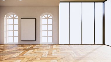 Boş oda içişleri ofisi. 3B görüntüleme