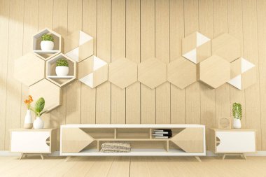 Tropikal stil - Japon oda içi - minimal tasarım. 3d oluşturma