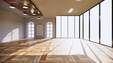 Boş oda içişleri ofisi. 3B görüntüleme