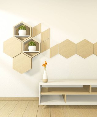 Tropikal stil - Japon oda içi - minimal tasarım. 3d oluşturma