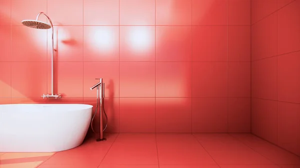 Projeto Zen Vermelho Azulejos Sala Banho Parede Piso Estilo Japonês — Fotografia de Stock