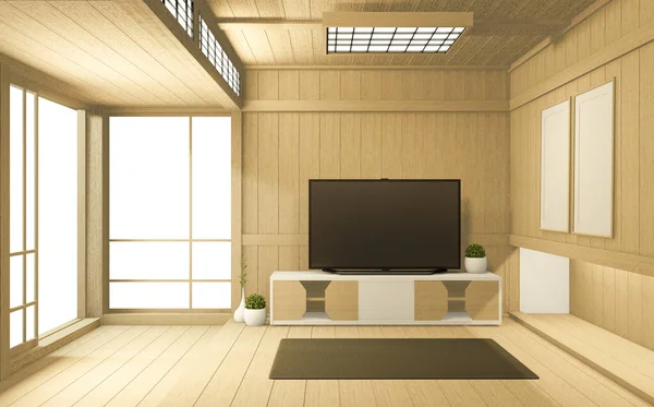 Armário Quarto Vazio Tropical Japonês Estilo Zen Desenhos Mínimos Renderização — Fotografia de Stock