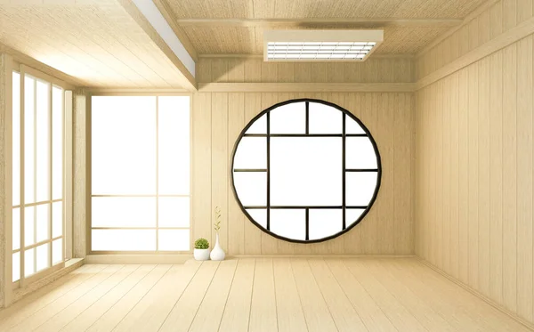 Lege Grote Kamer Japanse Tropische Stijl Weergave — Stockfoto