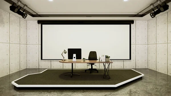 Studio Modernes Filmstudio Mit Weißer Leinwand Rendering — Stockfoto