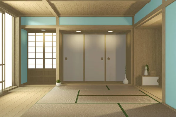 空の大きな部屋日本の熱帯スタイル 3Dレンダリング — ストック写真