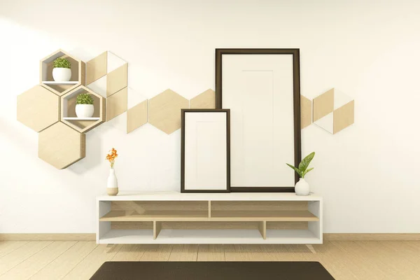 Gaya Tropis Interior Ruangan Jepang Desain Minimal Rendering — Stok Foto