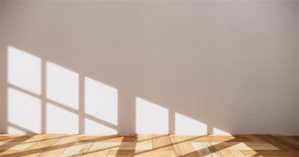 Leerer Raum Weißer Innenausbau Auf Holzboden Innenausstattung Rendering — Stockvideo