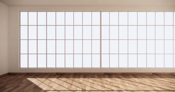 Habitación Vacía Diseño Interior Blanco Diseño Interiores Piso Madera Renderizado — Vídeos de Stock