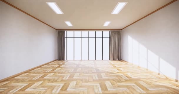 Empty Room White Interior Design Wooden Floor Interior Design Rendering — Stock Video