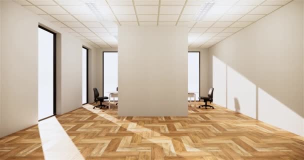 Prázdný Pokoj Bílý Design Interiéru Dřevěné Podlaze Designu Interiéru Vykreslování — Stock video