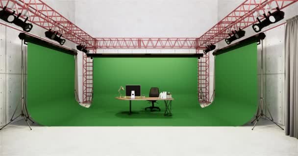 Studio Modernes Filmstudio Mit Weißer Leinwand Rendering — Stockvideo