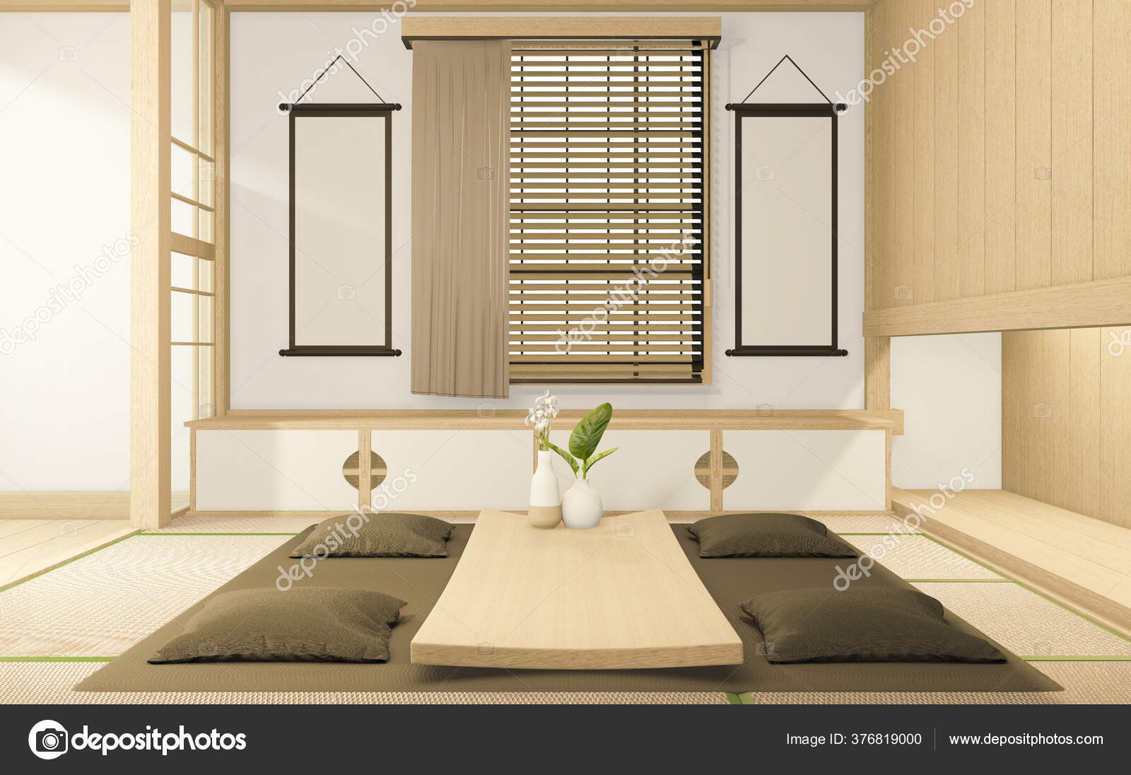 Schrank Und Sessel Japanischen Stil Auf Zimmer Ryokan Minimalistisches