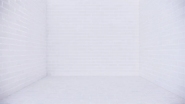 Leer Wohnzimmer Weiße Ziegelwand Loft Style Interior Design Rendering — Stockfoto