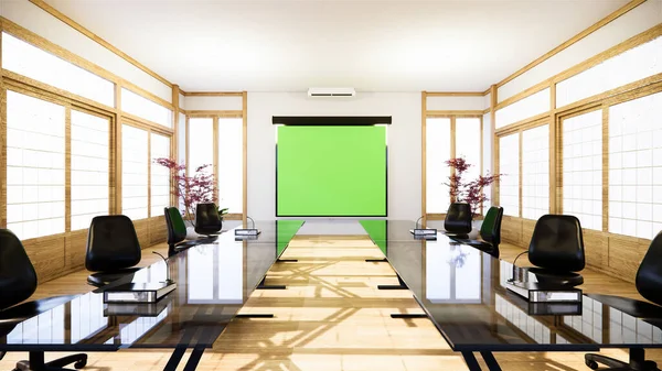 Bürogeschäft Schöner Japanischer Konferenzraum Und Konferenztisch Moderner Stil Rendering — Stockfoto