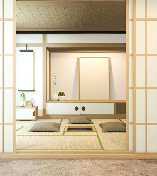Kamar Nihon Mendesain Interior Dengan Kertas Pintu Dan Dinding Rak — Stok Foto