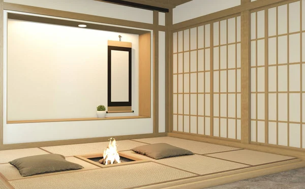Nihon Habitación Diseño Interior Con Papel Puerta Pared Del Estante — Foto de Stock