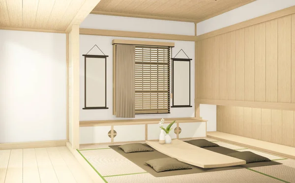 Kast Fauteuil Japanse Stijl Kamer Ryokan Minimaal Design Weergave — Stockfoto