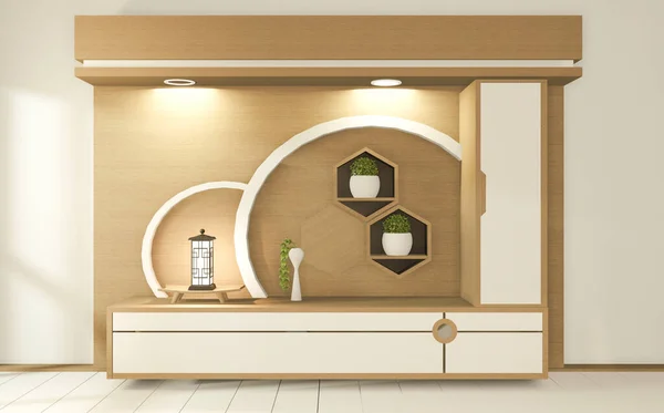 Skåp Tropiskt Tomt Rum Japanska Zen Stil Minimal Design Rendering — Stockfoto