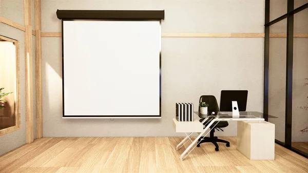 Bürogeschäft Schöner Japanischer Konferenzraum Und Konferenztisch Moderner Stil Rendering — Stockfoto