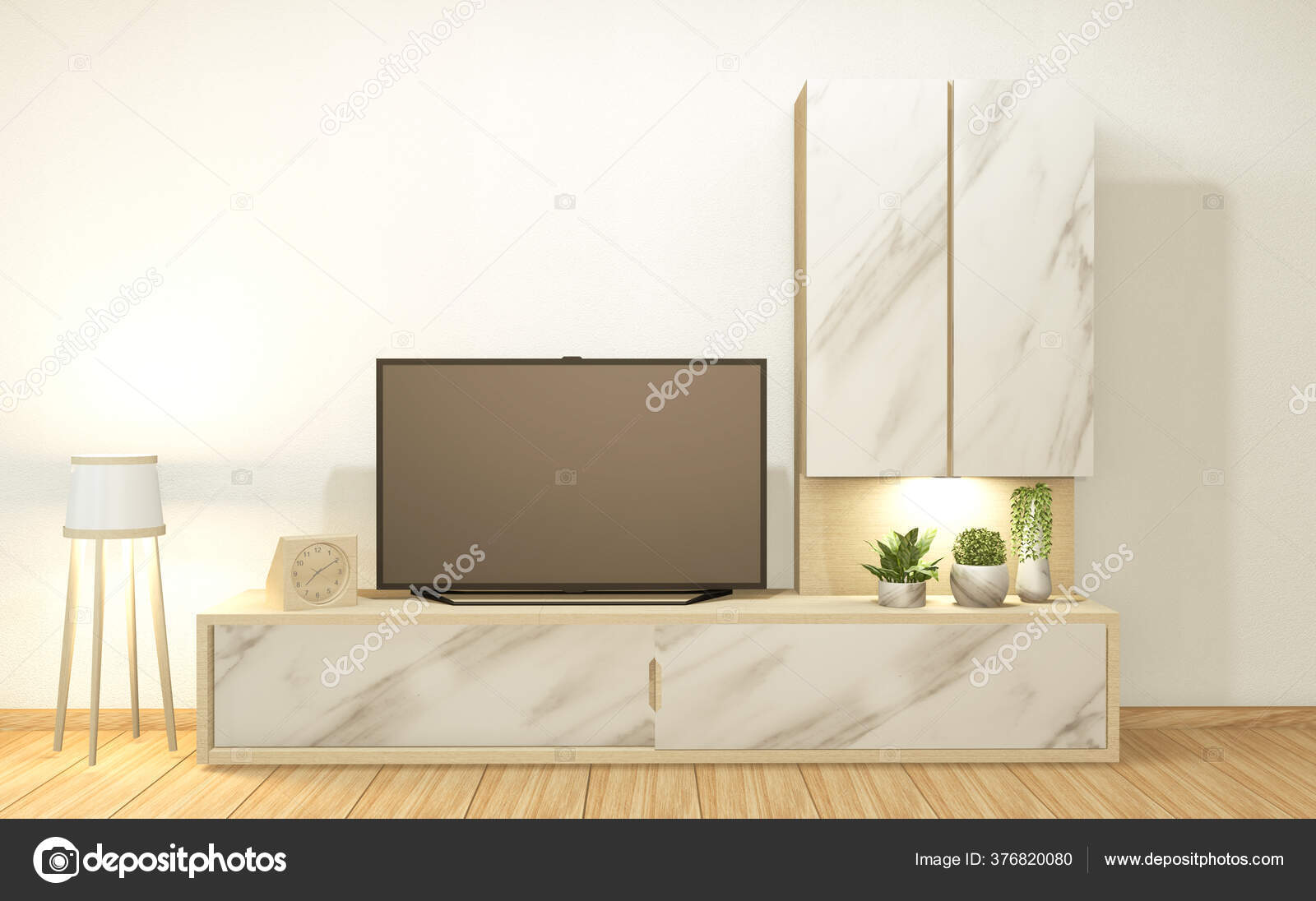 Granito Gabinete Blanco Vacío Estilo Habitación Interior Renderizado