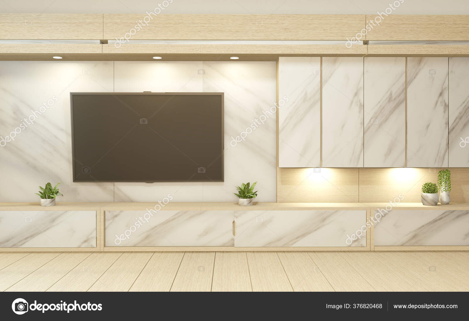 Granito Gabinete Blanco Vacío Estilo Habitación Interior Renderizado