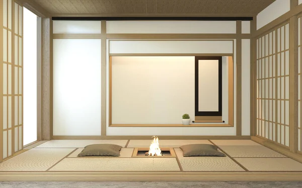 Kamar Nihon Mendesain Interior Dengan Kertas Pintu Dan Dinding Rak — Stok Foto