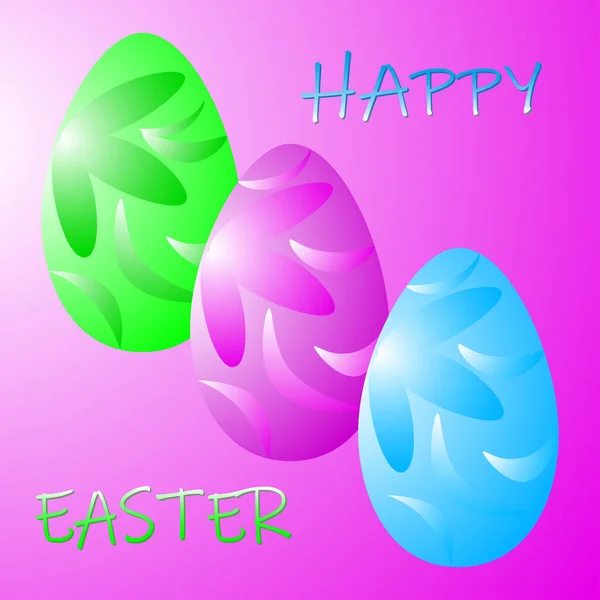 Tarjeta Pascua Festiva Con Imagen Huevos Multicolores Pintados Con Motivos — Foto de Stock