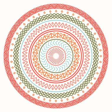 Etnik mandala. Kabile el çizilmiş çizgiyi geometrik seamless modeli. Sınır. Karalamalar. Yerel vektör çizim. Arka plan. Afrika, Meksika, Hint, şark süsleme. Kına dövme tarzı. Daire Sanat