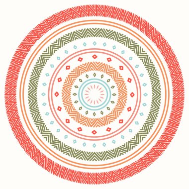 Etnik mandala. Kabile el çizilmiş çizgiyi geometrik seamless modeli. Sınır. Karalamalar. Yerel vektör çizim. Arka plan. Afrika, Meksika, Hint, şark süsleme. Kına dövme tarzı. Daire Sanat