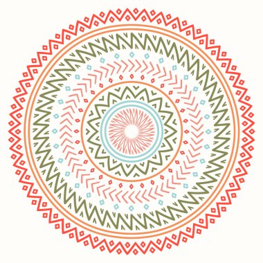 Etnik mandala. Kabile el çizilmiş çizgiyi geometrik seamless modeli. Sınır. Karalamalar. Yerel vektör çizim. Arka plan. Afrika, Meksika, Hint, şark süsleme. Kına dövme tarzı. Daire Sanat