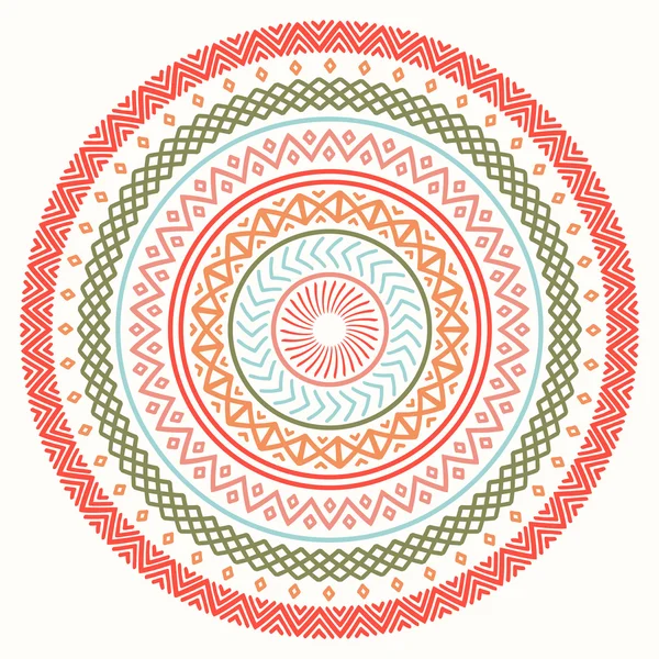 Mandala étnico. Tribal dibujado a mano línea geométrica patrón sin costura. Frontera. Doodles. Ilustración vectorial nativa. Antecedentes Adorno africano, mexicano, indio, oriental. Estilo tatuaje de henna. Arte circular — Vector de stock