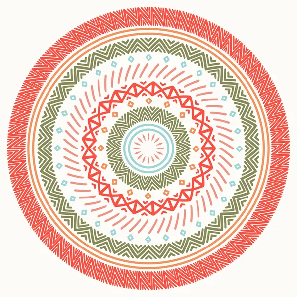 民族のマンダラ。部族の手線の幾何学的なシームレス パターン。境界線。いたずら書き。ネイティブのベクトル図です。背景。アフリカ、メキシコ、インド、東洋の飾り。ヘナの入れ墨のスタイル。サークル アート — ストックベクタ