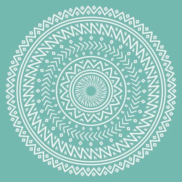 Mandala étnico. Tribal dibujado a mano línea geométrica patrón sin costura. Frontera. Doodles. Ilustración vectorial nativa. Antecedentes Adorno africano, mexicano, indio, oriental. Estilo tatuaje de henna. Arte circular — Vector de stock