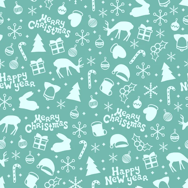 メリー クリスマスと幸せな新年 2017 年。クリスマス シーズンの手は、シームレスなパターンを描画します。ベクトルの図。落書きスタイル。装飾。設計の冬の休日の背景。鹿、雪の結晶、サンタ — ストックベクタ