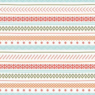 Kabile çizilmiş çizgiyi geometrik Meksika etnik seamless modeli ver. Sınır. Kağıt ambalaj. Karalama defteri. Karalamalar. Vintage döşeme. El yapımı yerli vektör çizim. Aztek arka plan. Mürekkep grafik doku