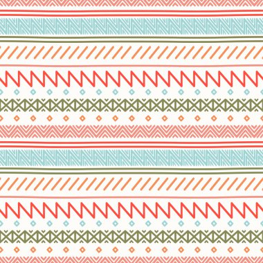 Kabile çizilmiş çizgiyi geometrik Meksika etnik seamless modeli ver. Sınır. Kağıt ambalaj. Karalama defteri. Karalamalar. Vintage döşeme. El yapımı yerli vektör çizim. Aztek arka plan. Mürekkep grafik doku