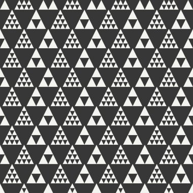 Üçgen ile geometrik çizgi tek renkli soyut hipster seamless modeli. Kağıt ambalaj. Scrapbook kağıt. Döşeme. Vektör çizim. Arka plan. Tasarım, duvar kağıdı için grafik doku.
